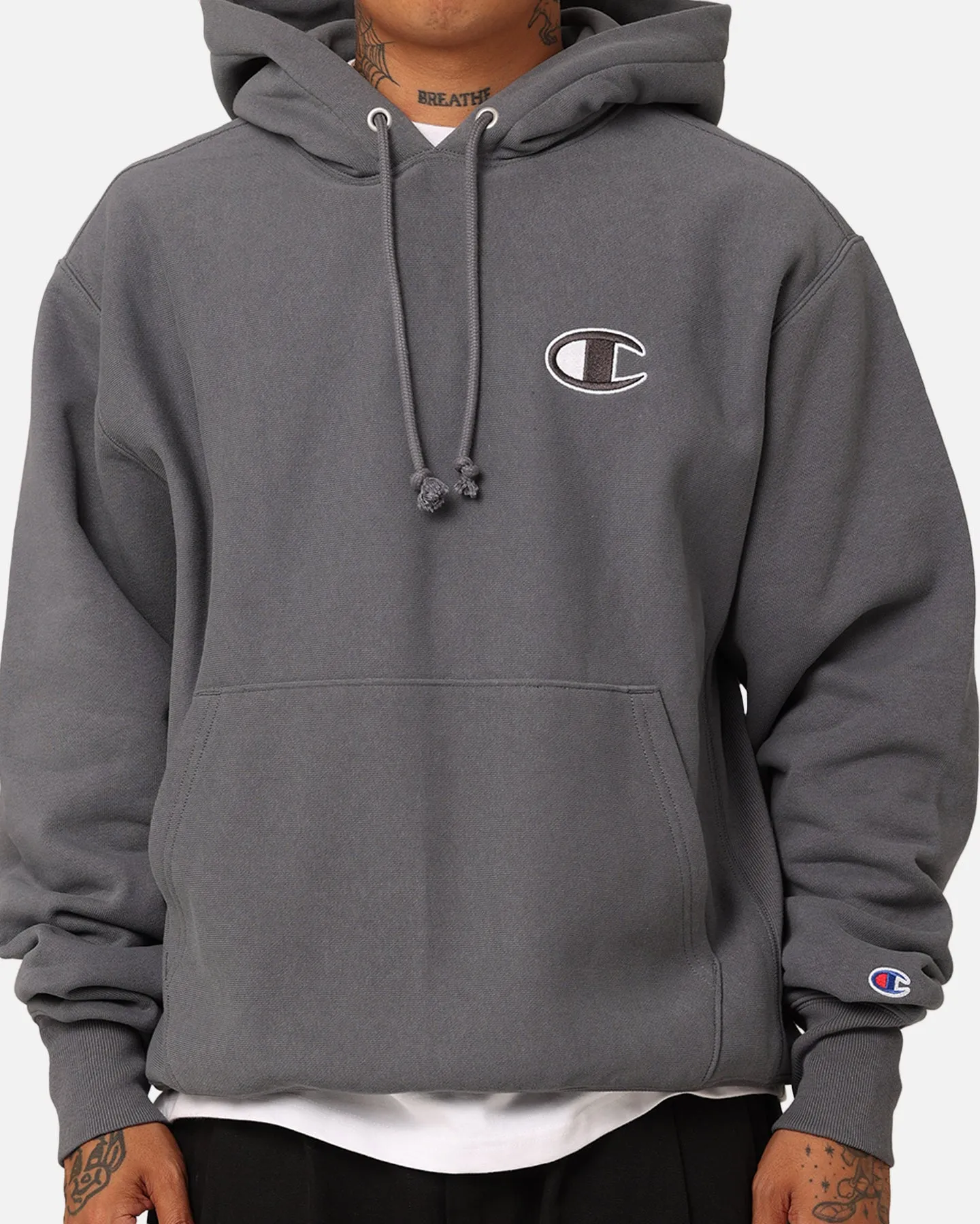 Champion Reverse Weave Big C Hoodie Medium Gray