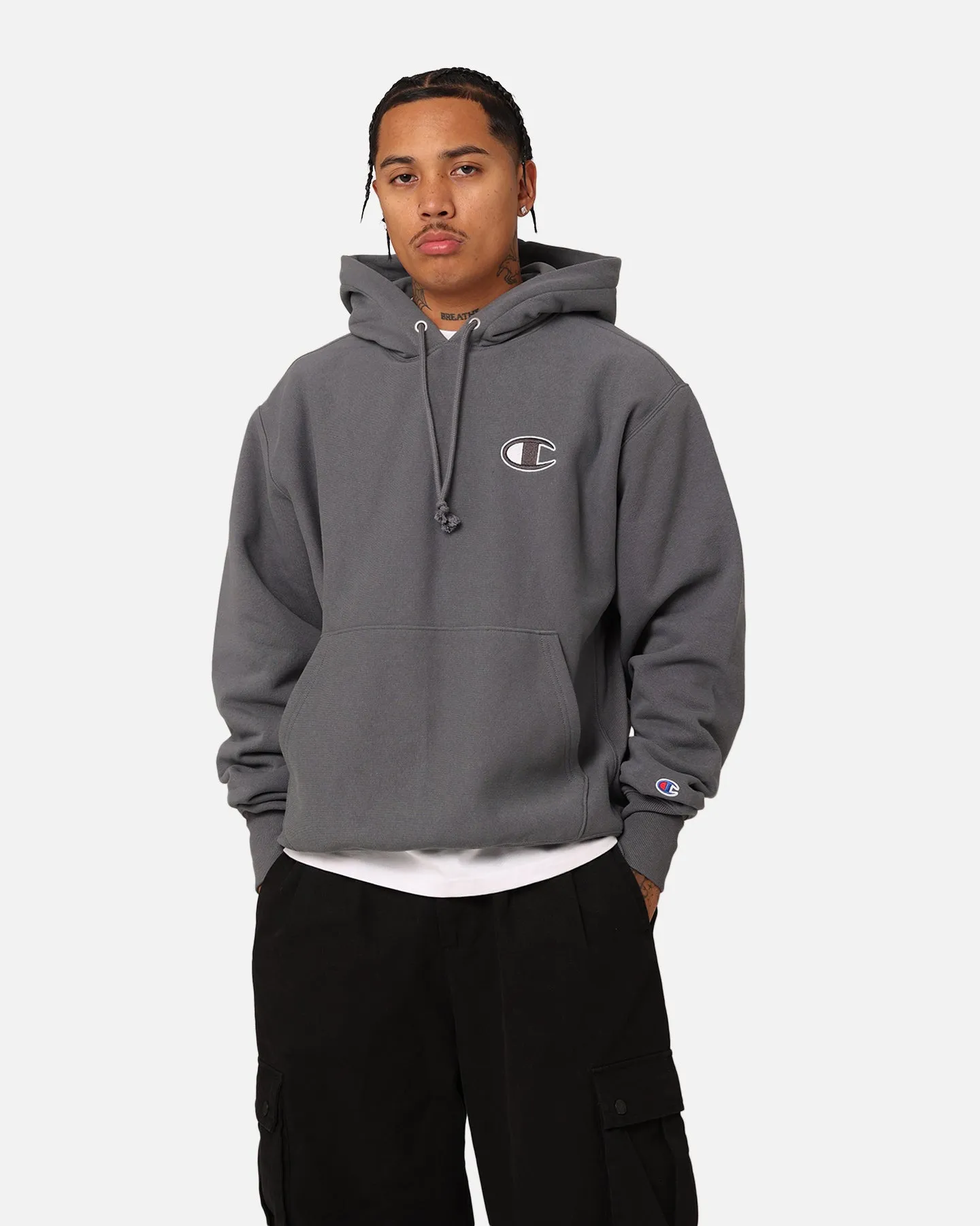 Champion Reverse Weave Big C Hoodie Medium Gray