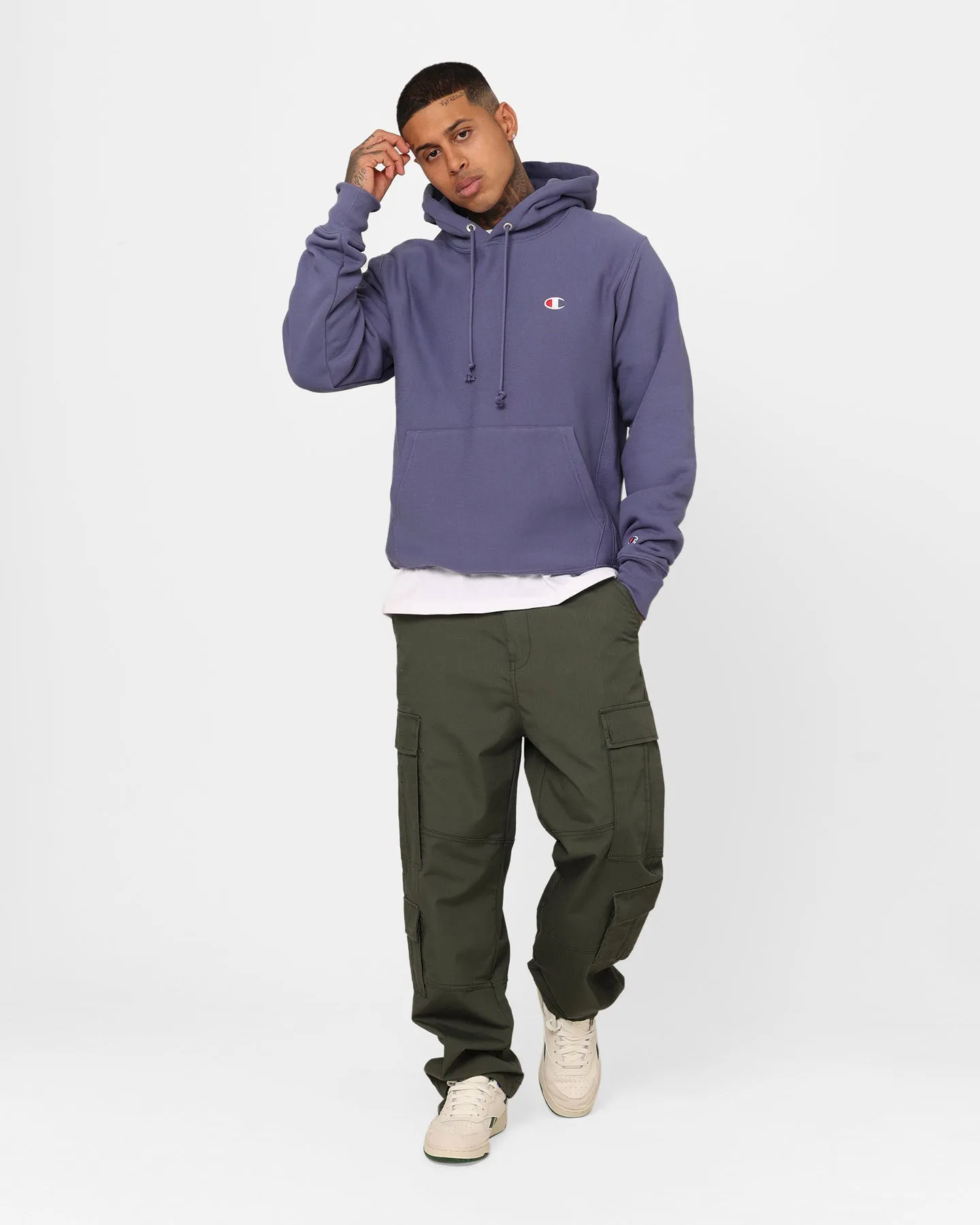 Champion Reverse Weave Small C Hoodie Dazed Blue