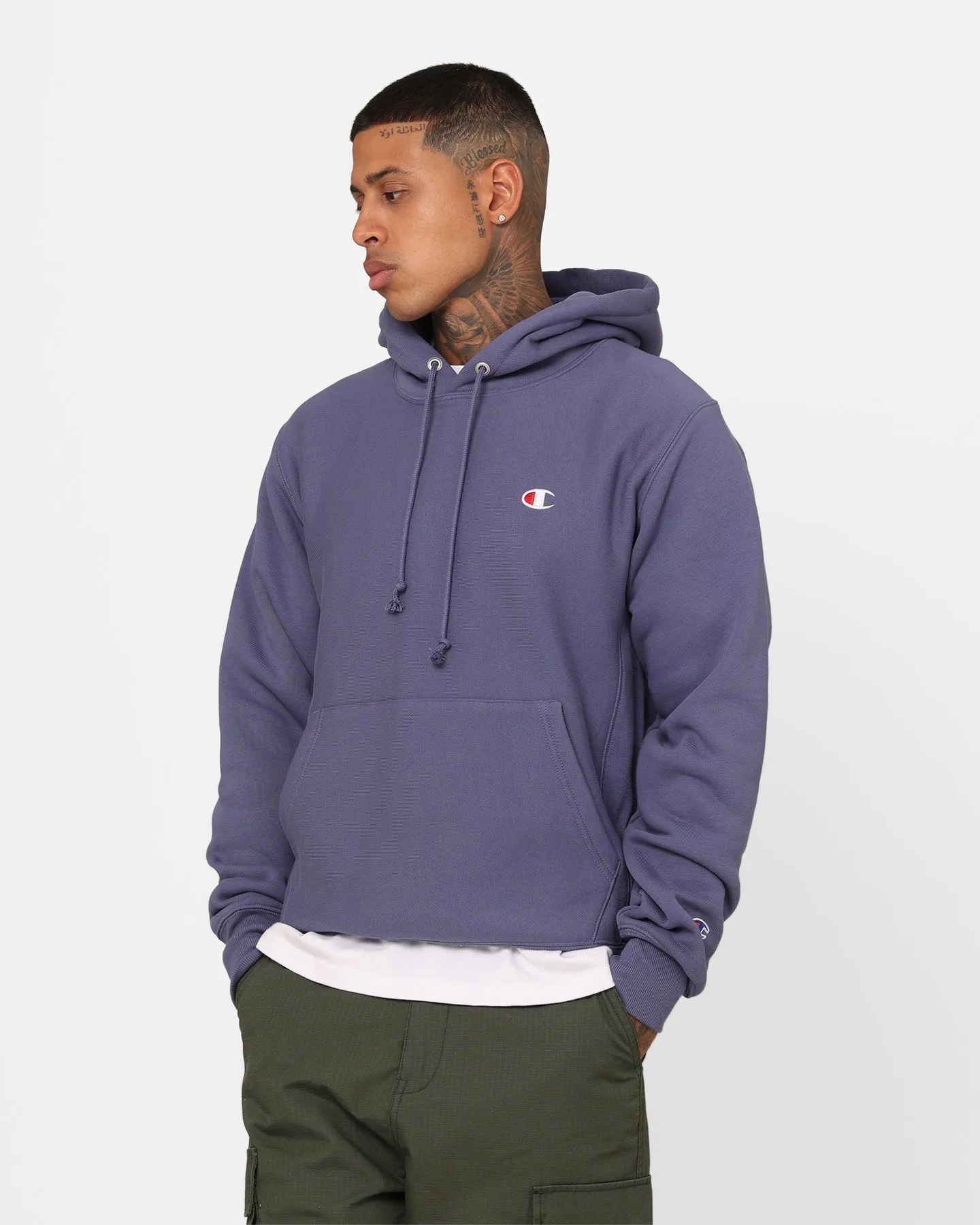 Champion Reverse Weave Small C Hoodie Dazed Blue