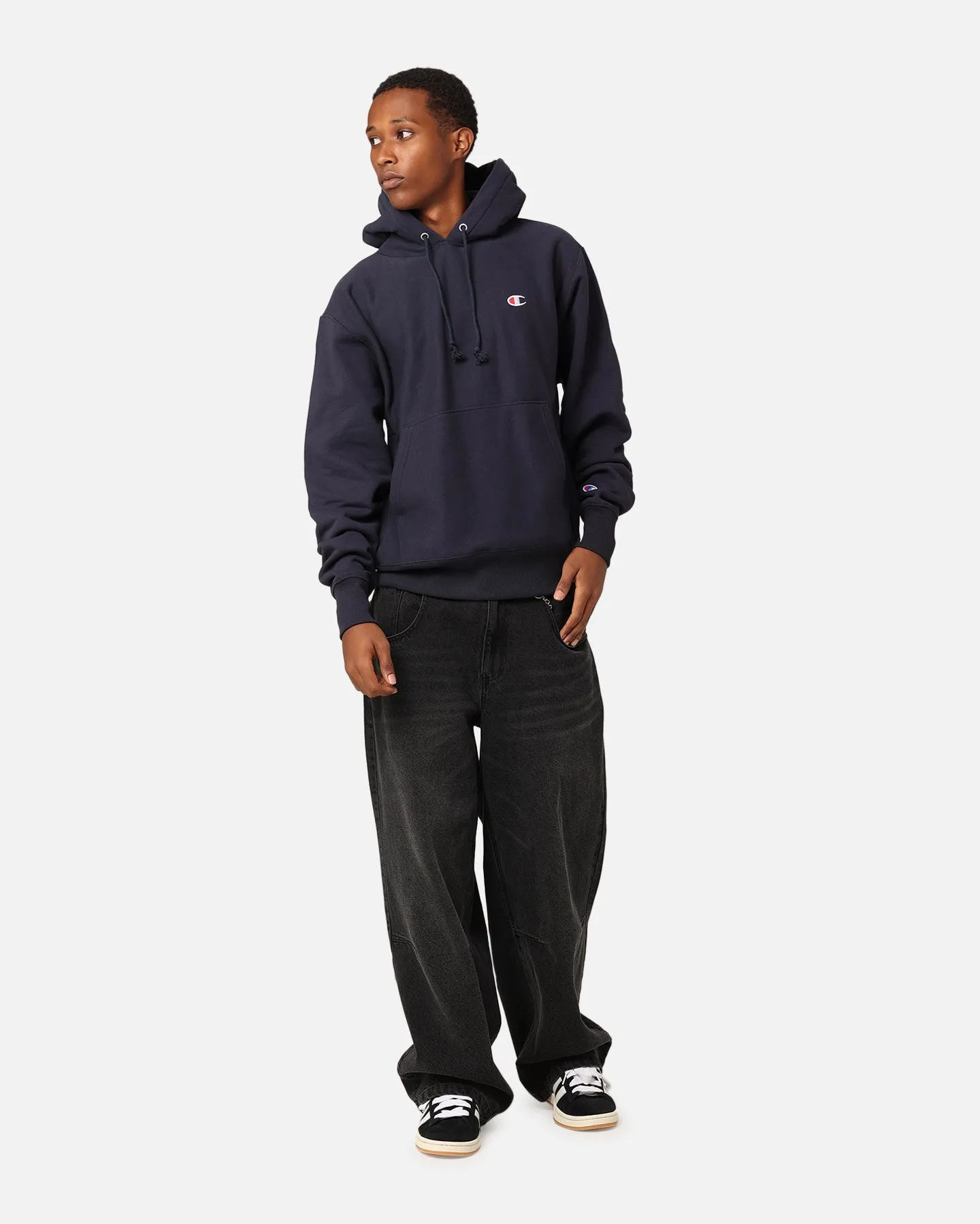 Champion Reverse Weave Small C Hoodie Navy