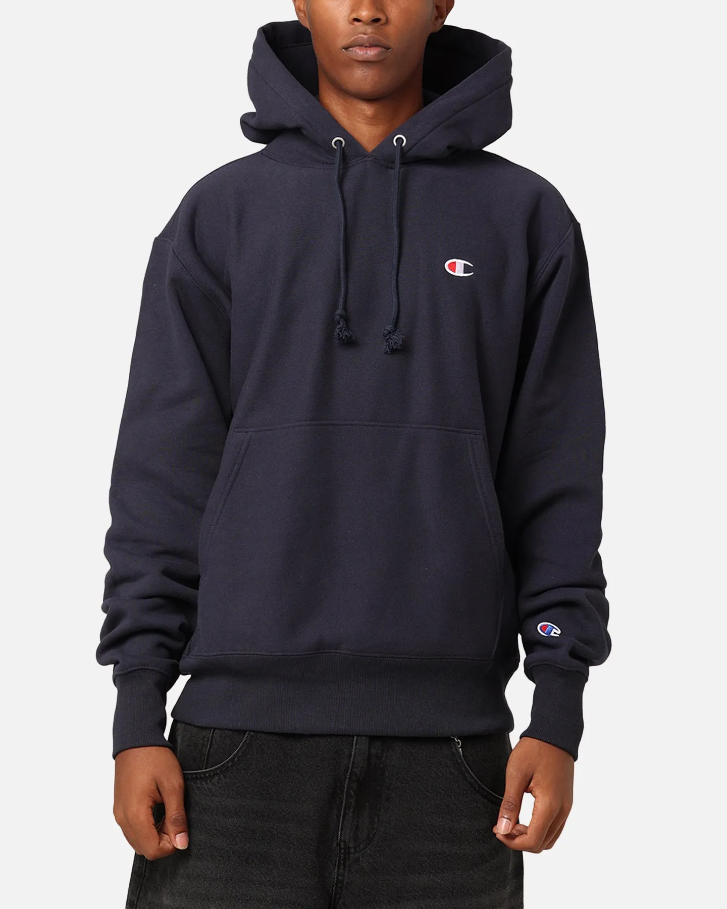 Champion Reverse Weave Small C Hoodie Navy