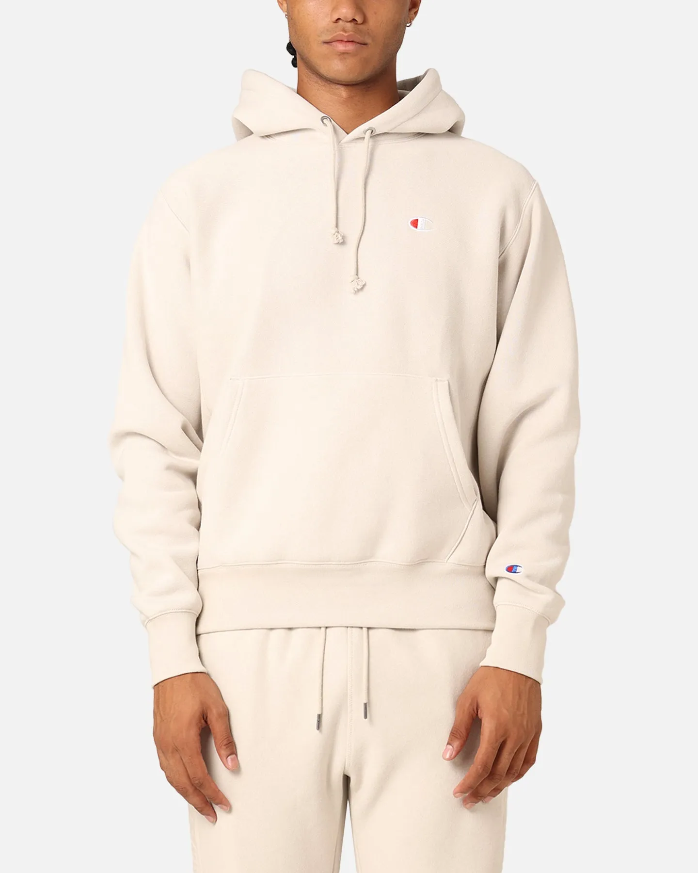 Champion Reverse Weave Small C Hoodie Stone