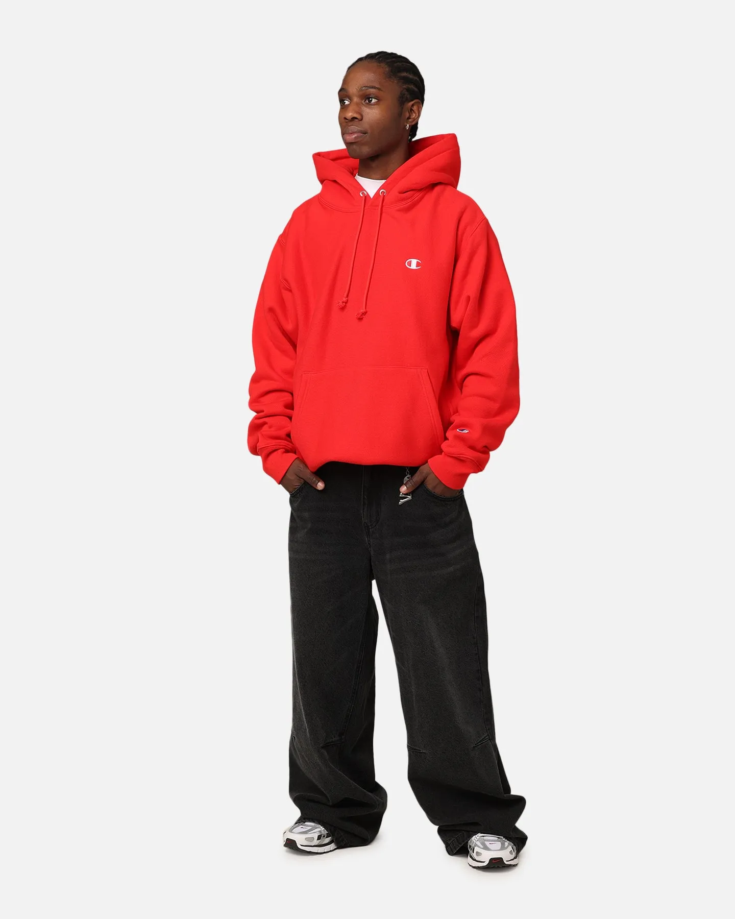 Champion Reverse Weave Small C Hoodie Team Red Scarlet