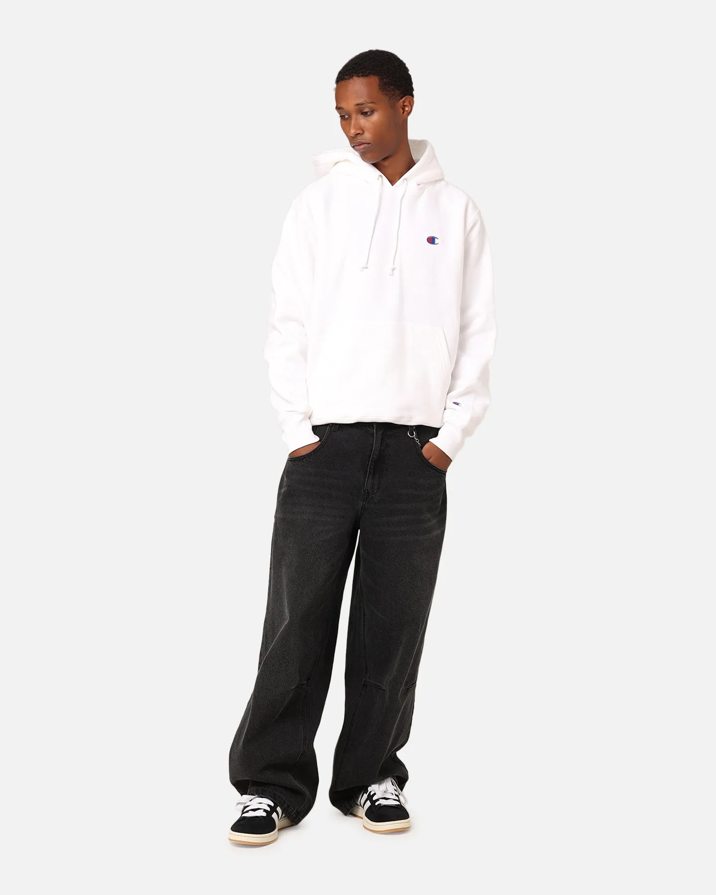 Champion Reverse Weave Small C Hoodie White