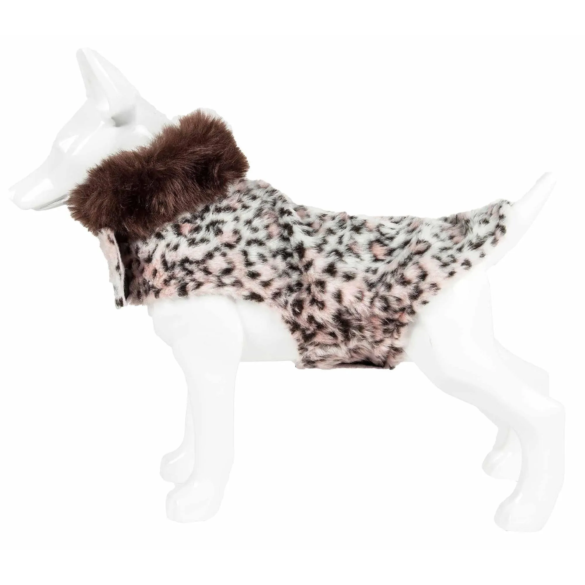 Cheetah Patterned Mink Dog Coat Jacket