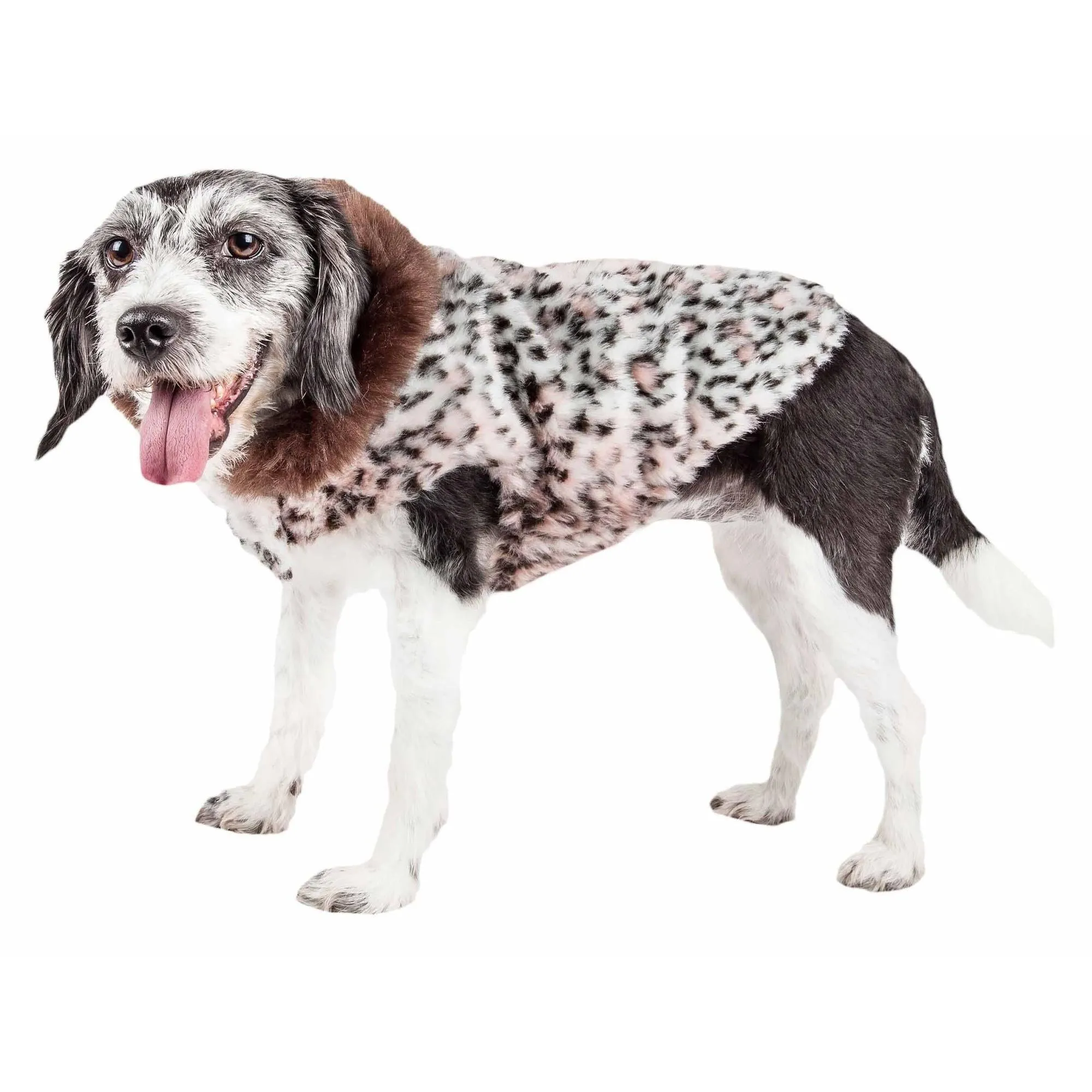 Cheetah Patterned Mink Dog Coat Jacket