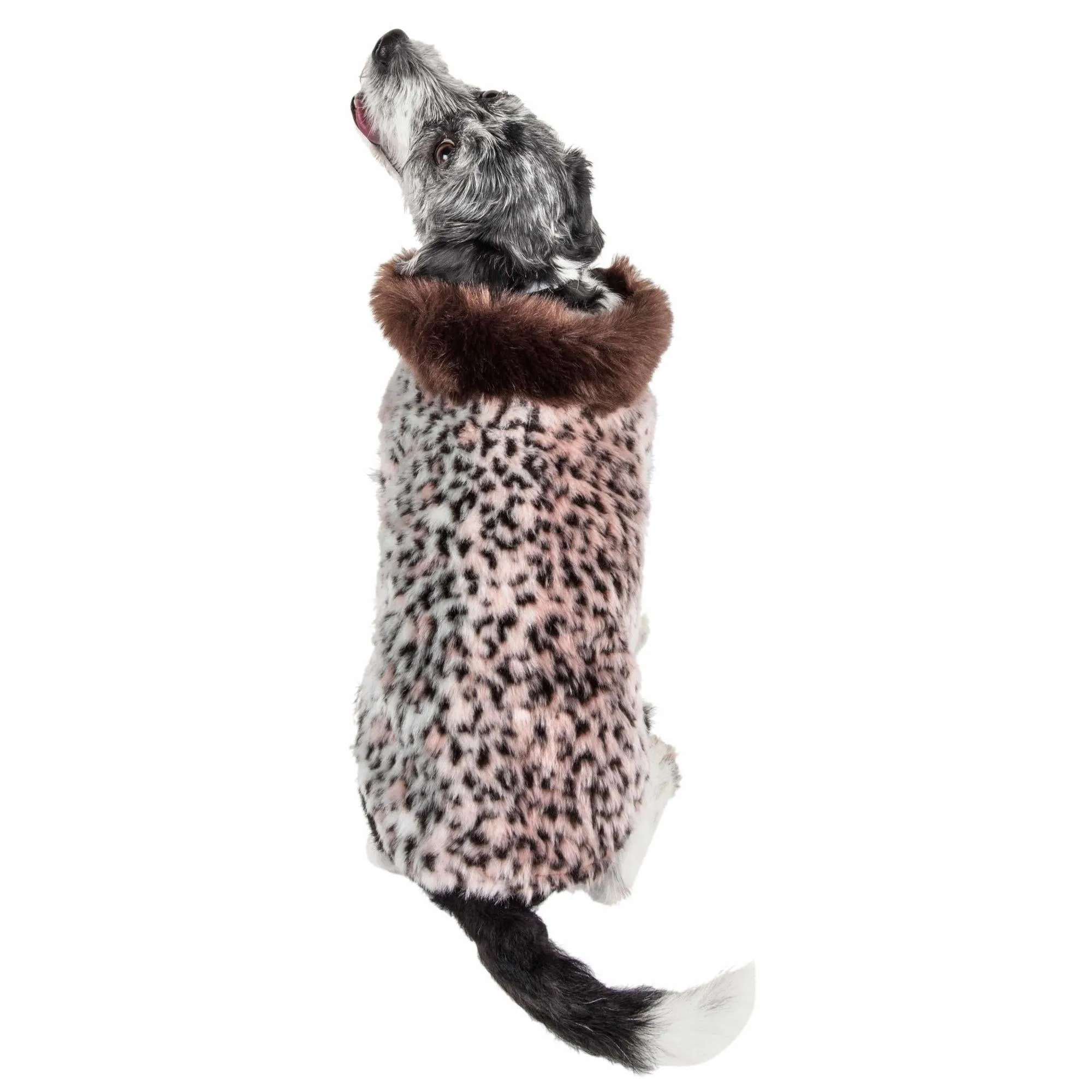 Cheetah Patterned Mink Dog Coat Jacket