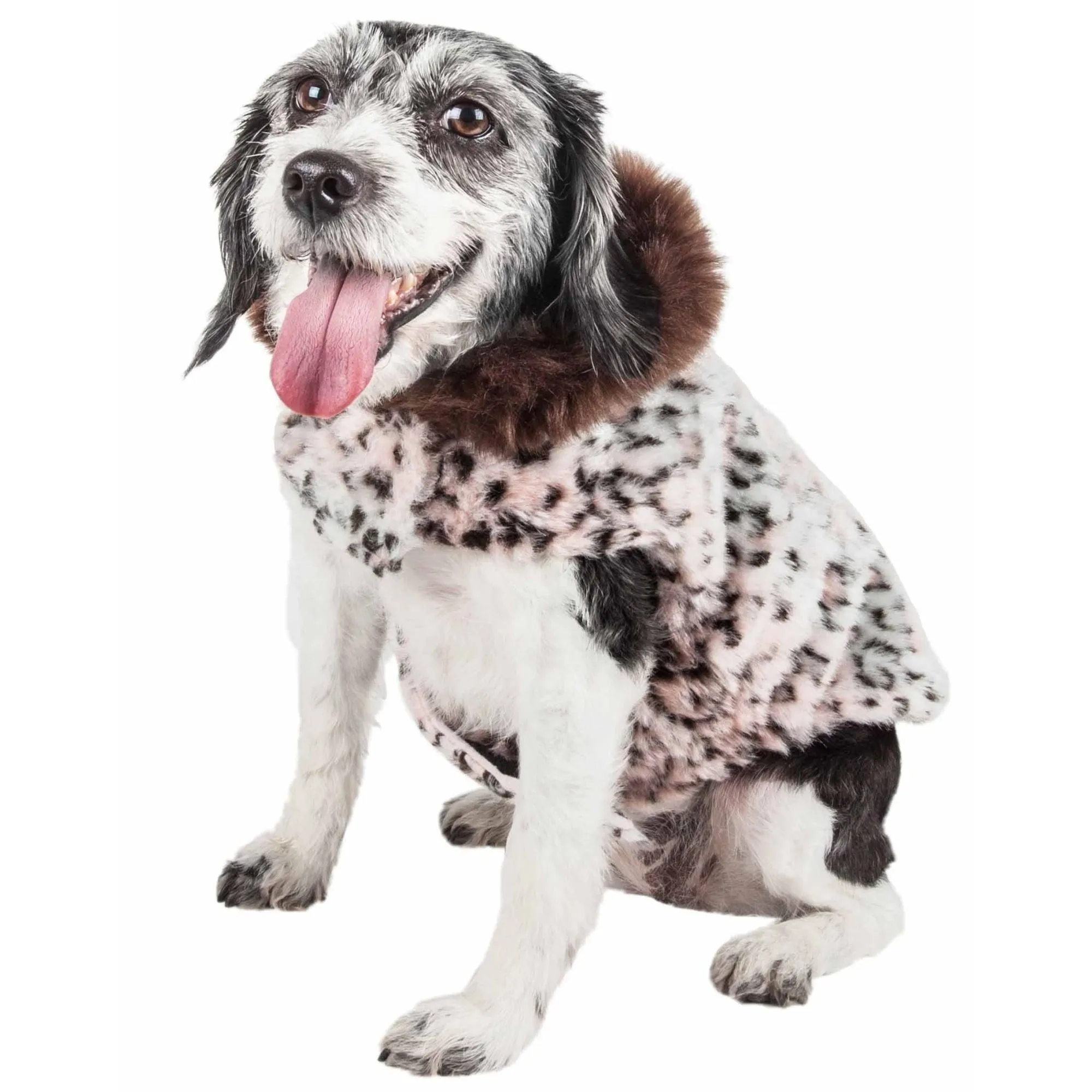 Cheetah Patterned Mink Dog Coat Jacket