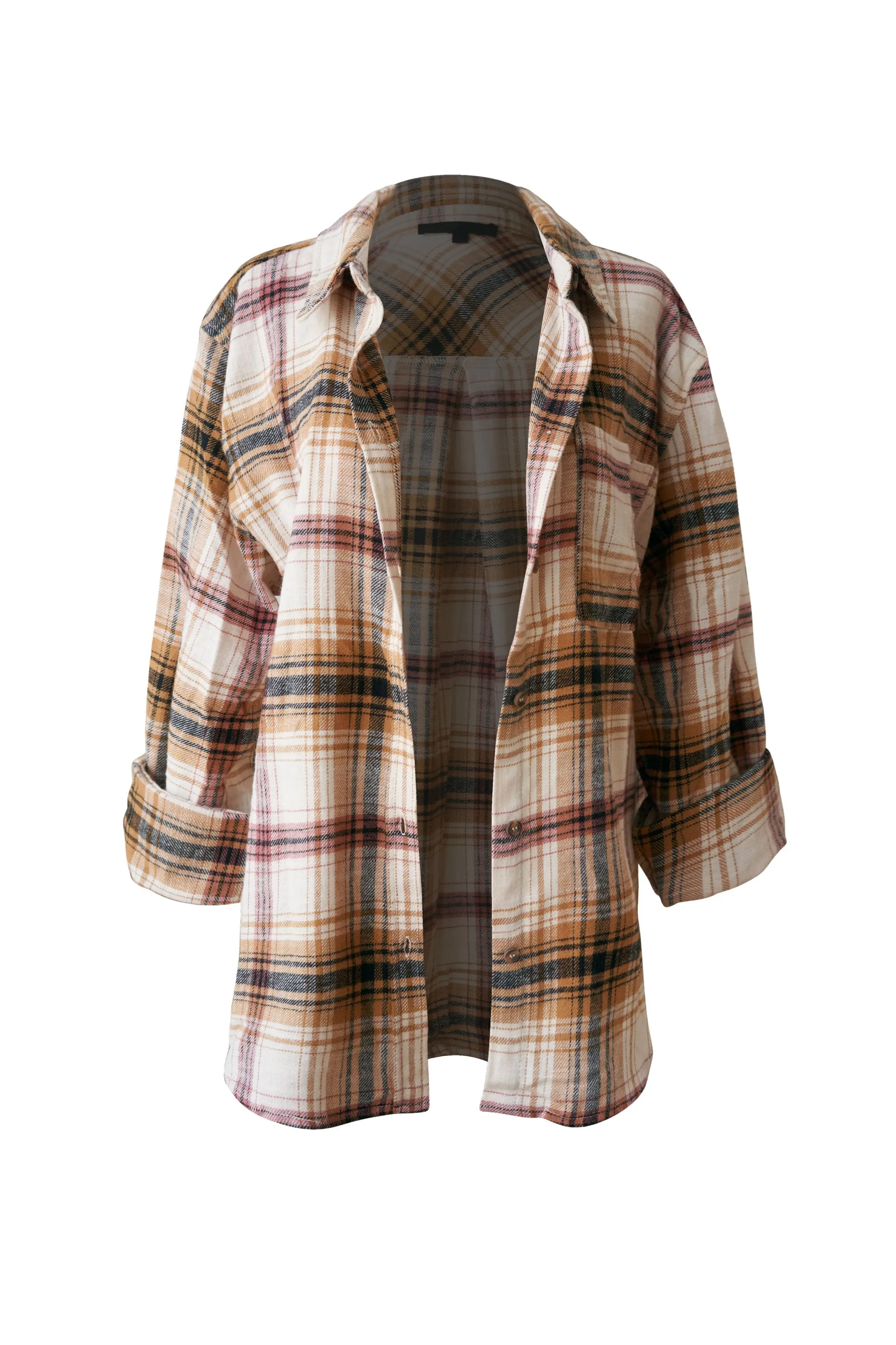 Chelsea Saffron Plaid Flannel Top