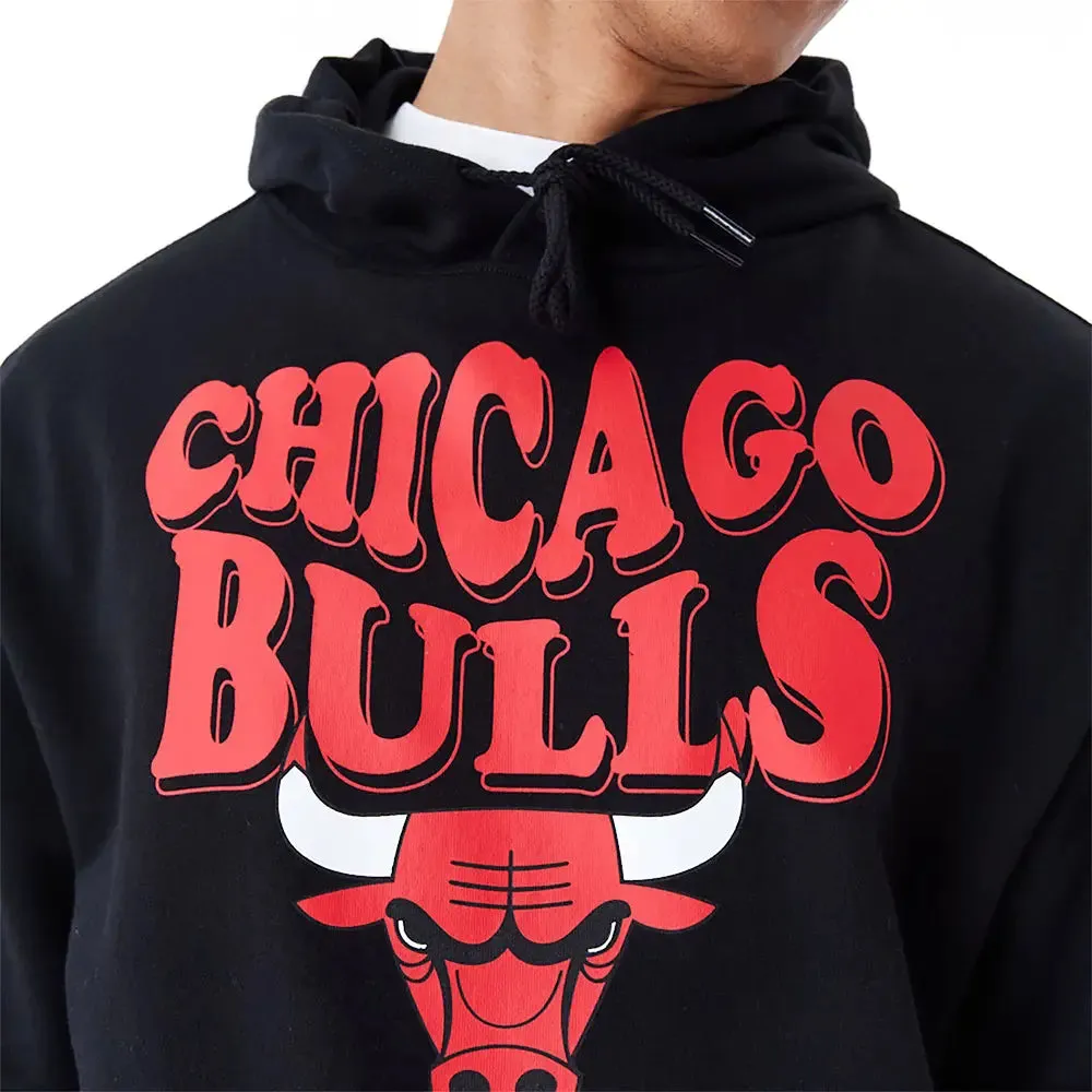 Chicago Bulls Nba Script Black Oversized Hoodie