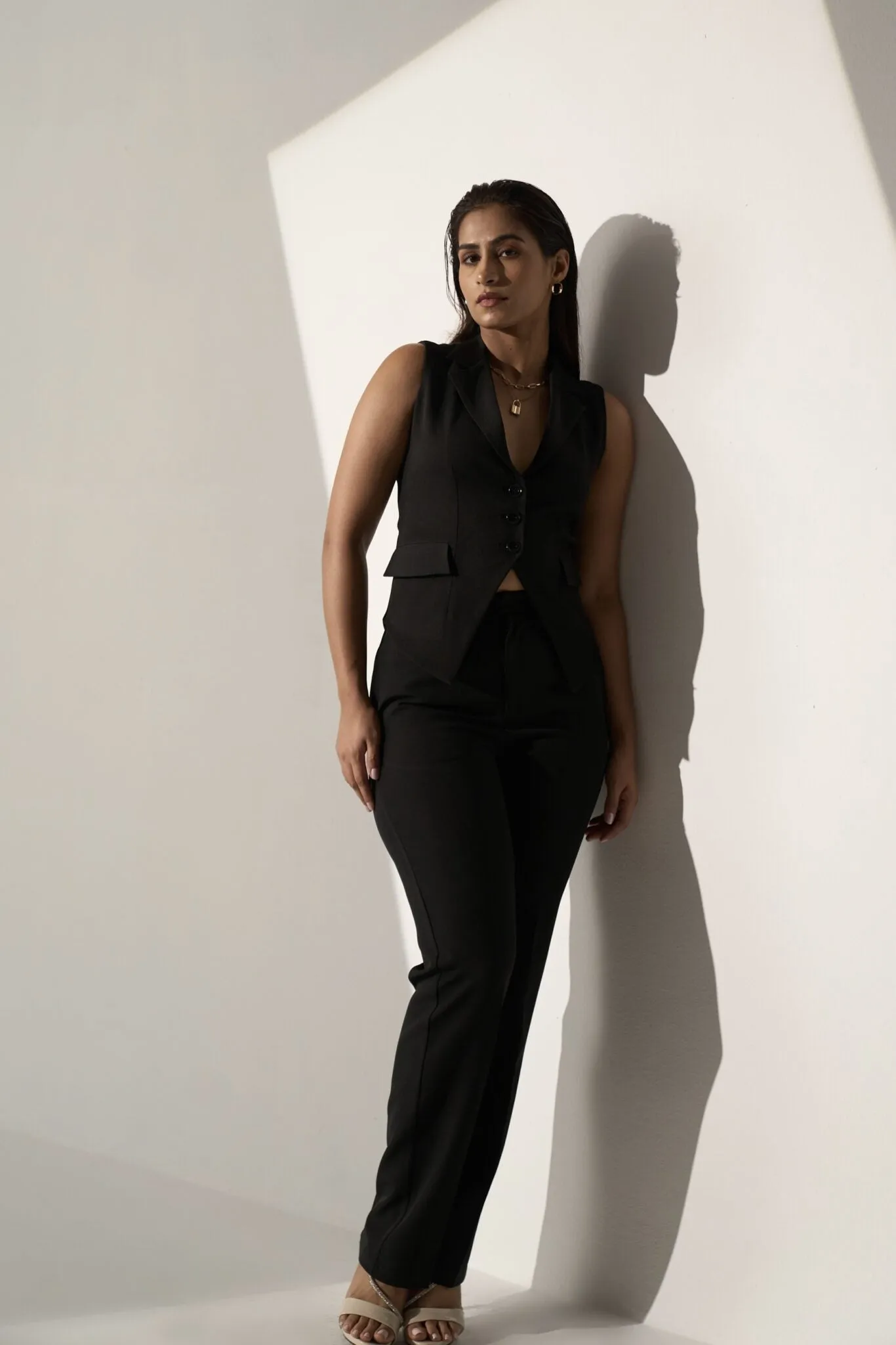 Classic Women's Waistcoat and Straight cut flared Pants