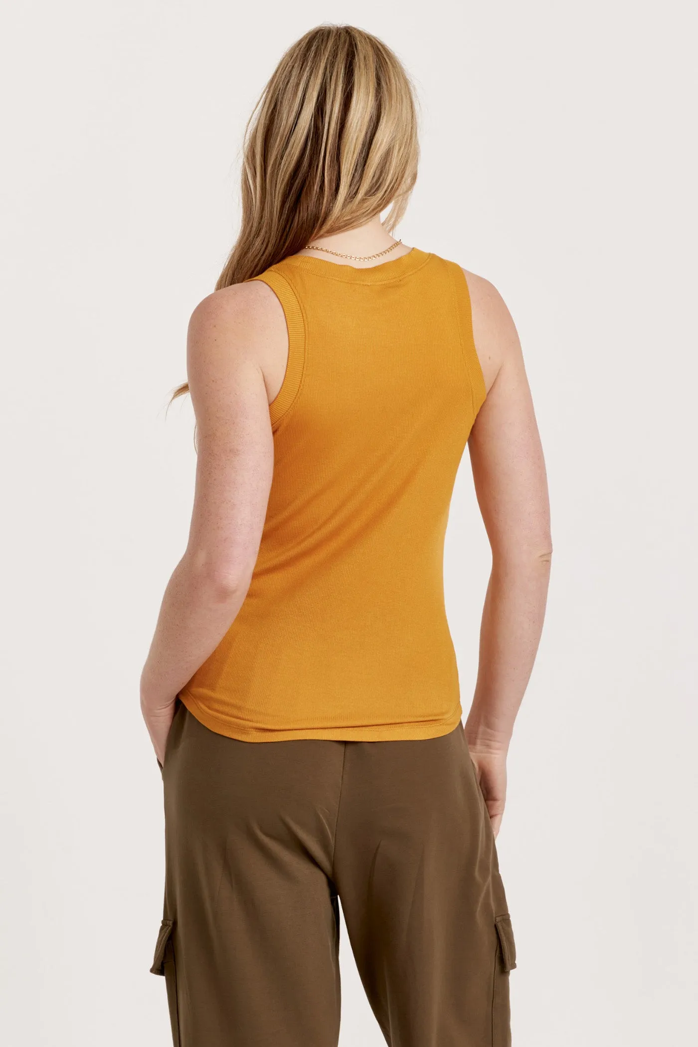 Cleo Ribbed Classic Tank- Mustard |FINAL SALE|