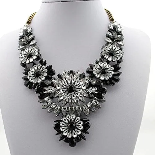 Collar con Detalles de Flores en Cristales de Colores