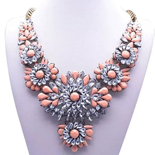 Collar con Detalles de Flores en Cristales de Colores