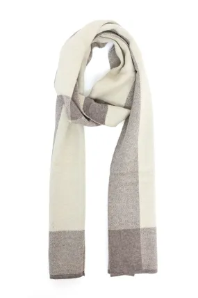 COLOR-BLOCK KNIT SCARF-KHAKI