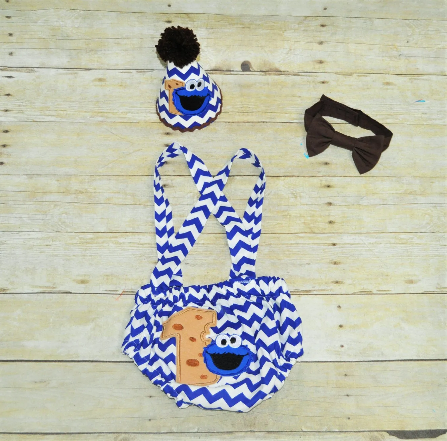 cookie monster birthday set, cookie monster cake smash, outfit, 1st 2nd 3rd birthday, Boys cake smash outfit,diaper cover and suspenders