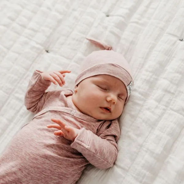 Copper Pearl Newborn Top Knot Hat - Maeve