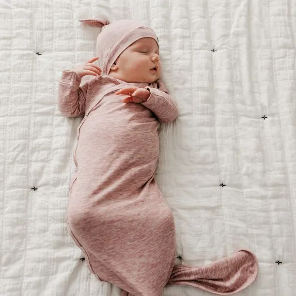 Copper Pearl Newborn Top Knot Hat - Maeve