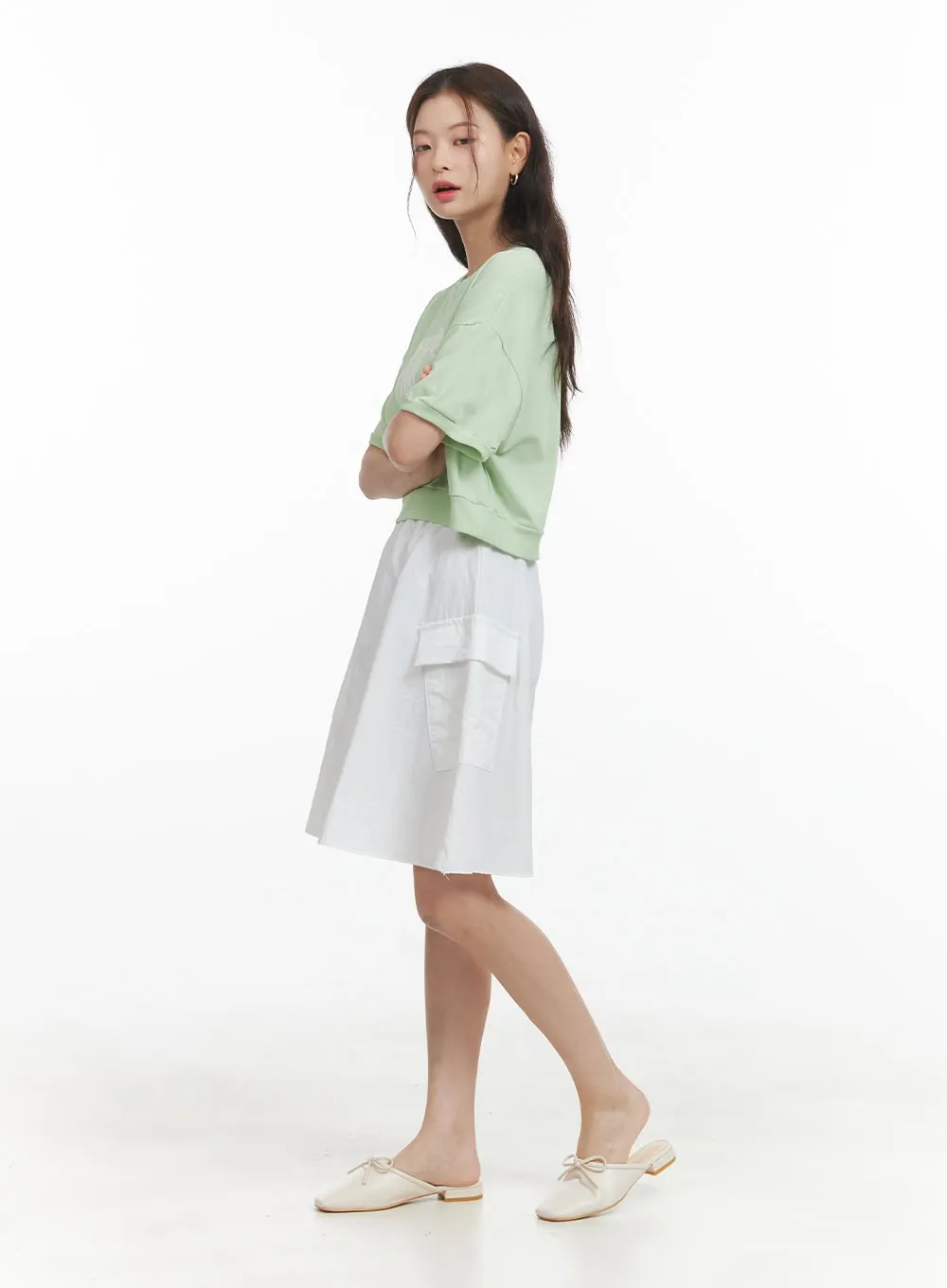 Cotton Cargo Midi Skirt OY417