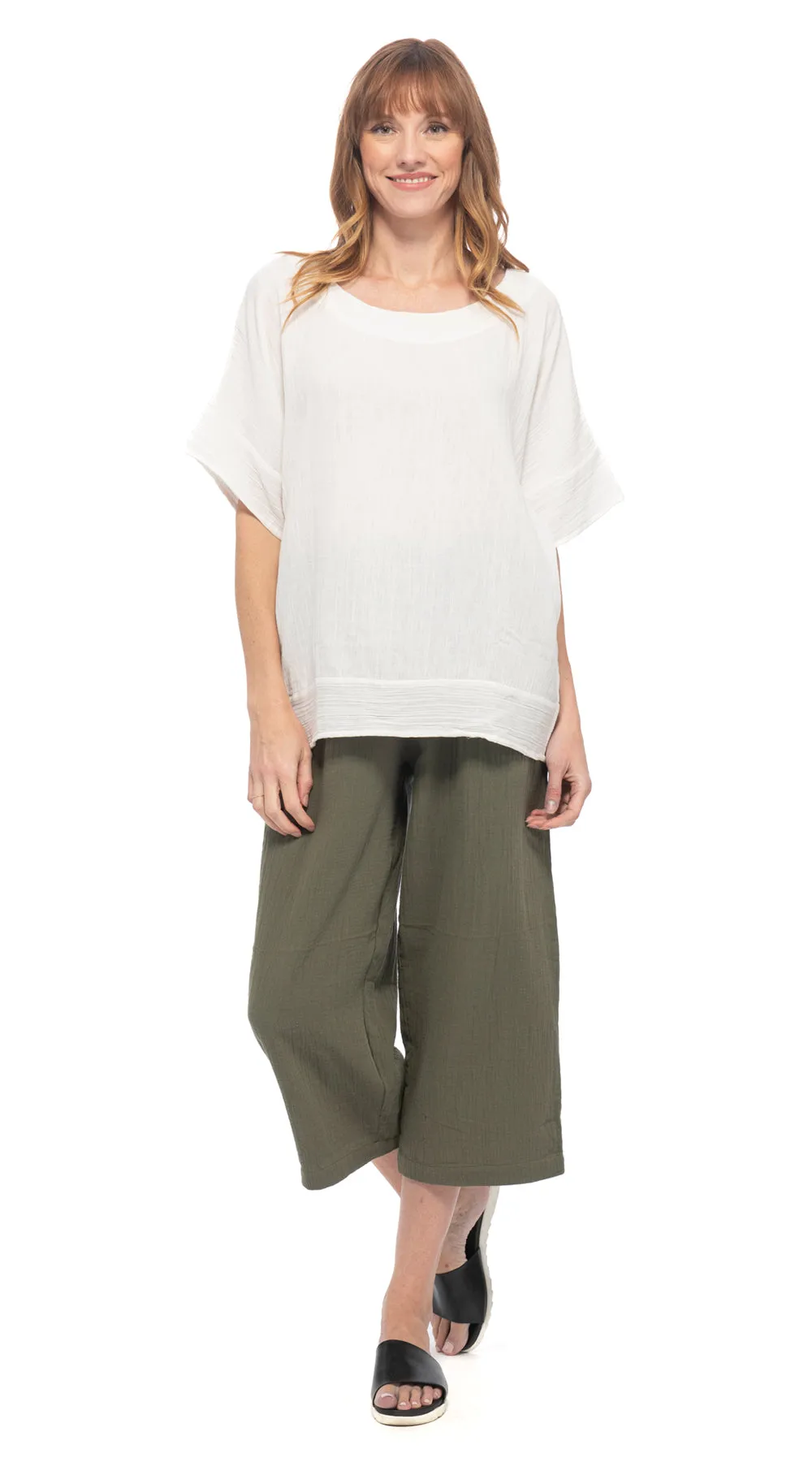 Cotton Gauze Free Spirit Top - agave, pearl, khaki