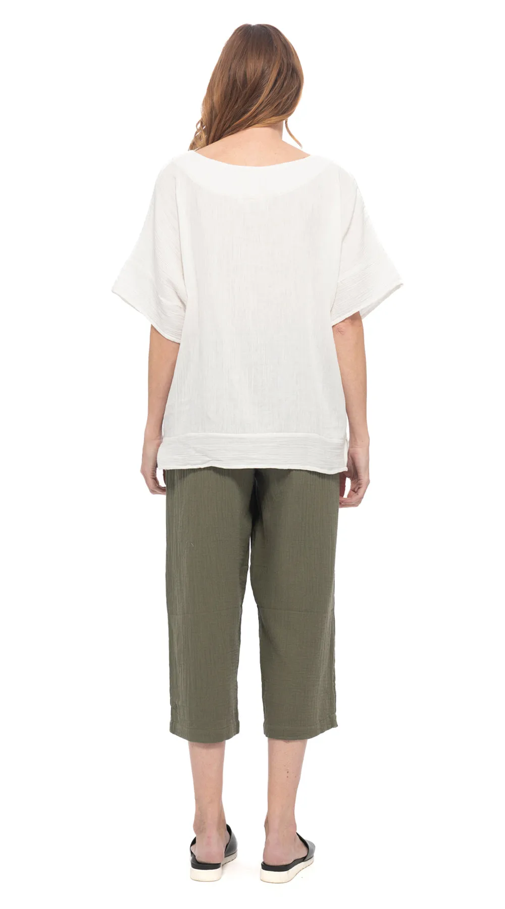 Cotton Gauze Free Spirit Top - agave, pearl, khaki