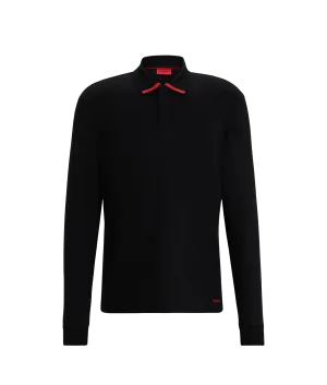 Cotton-jersey Polo Shirt With Piped Collar - Black