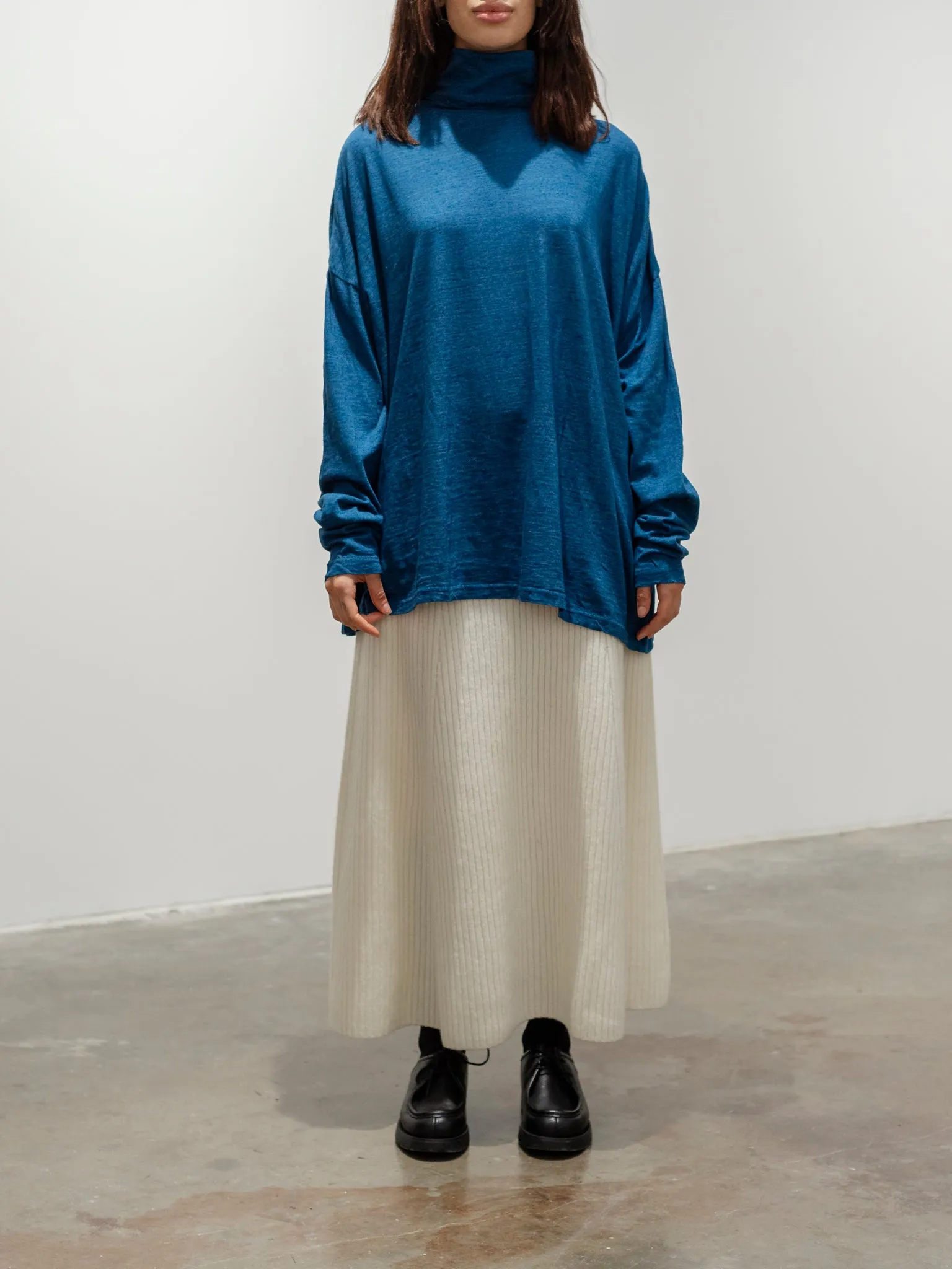 Cotton Turtleneck Pullover - Blue