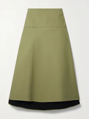 Cotton-twill midi skirt