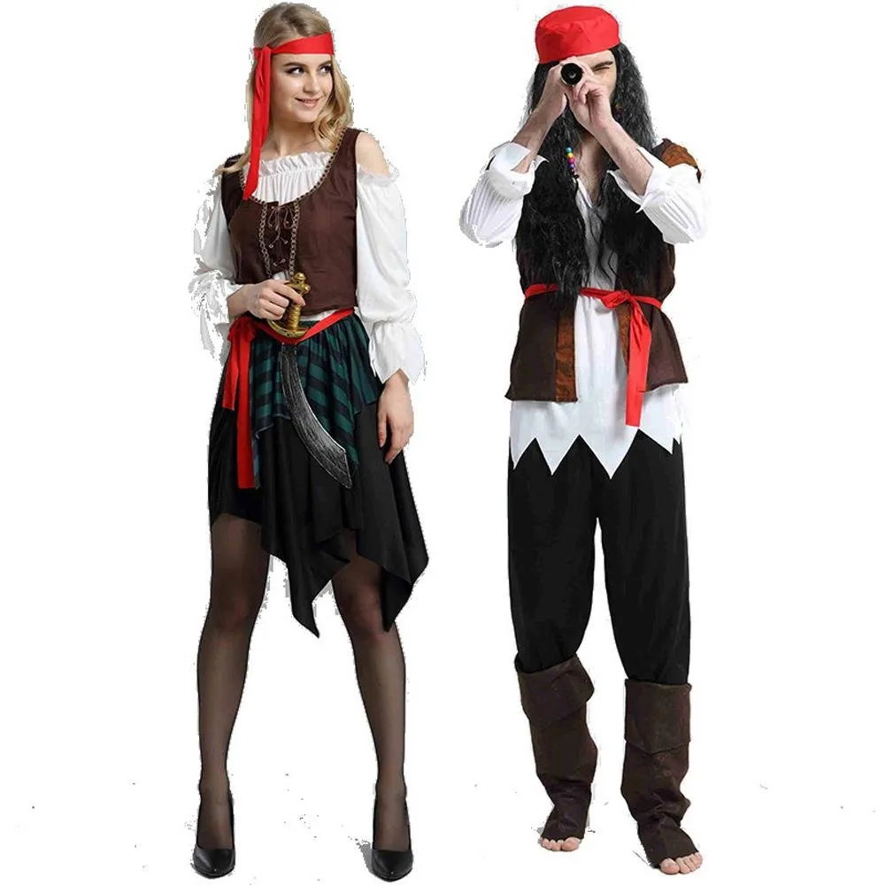 Couples Pirate Outfit Cosplay Costume Fancy Dress Halloween For Adult