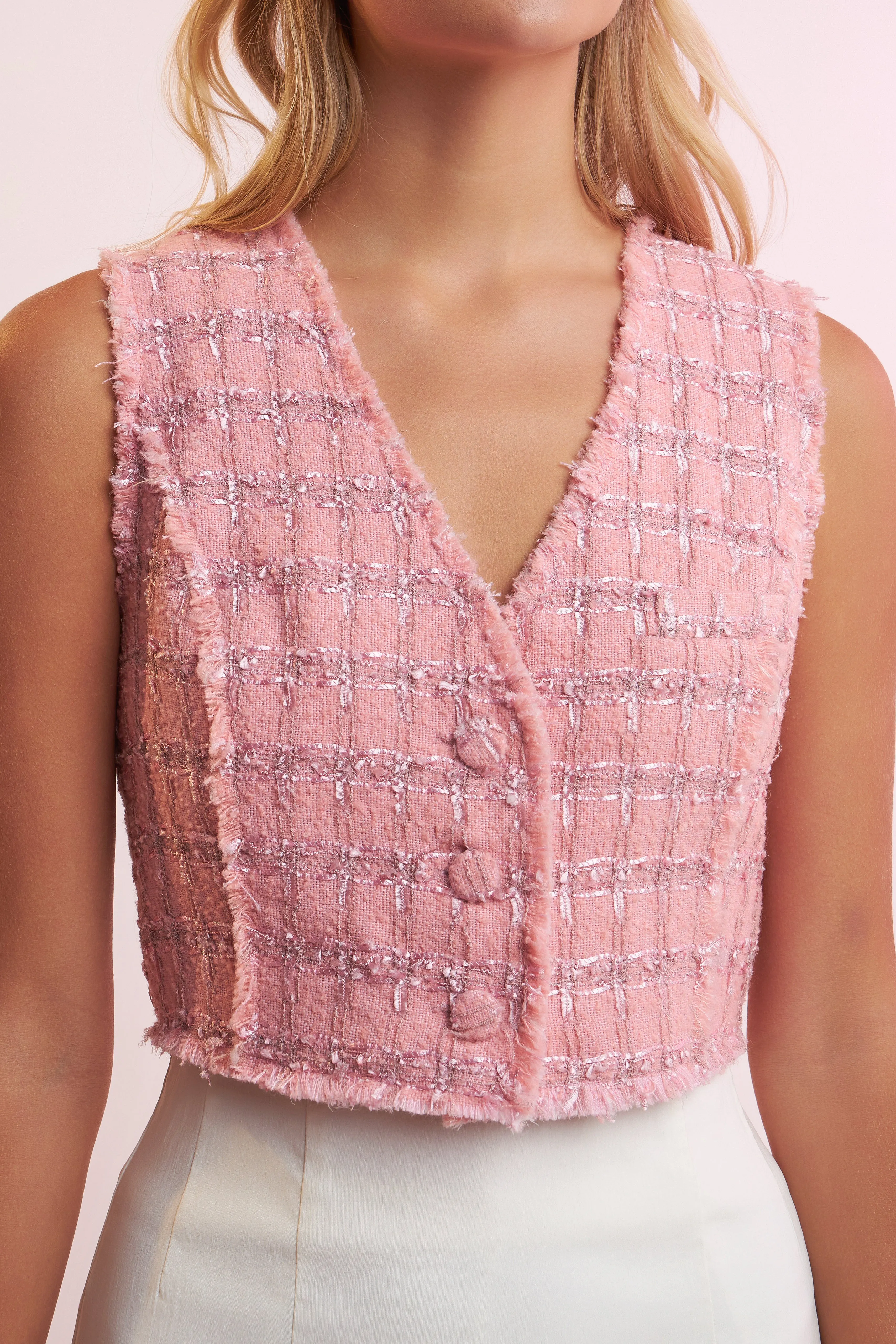 Cropped Tweed Vest