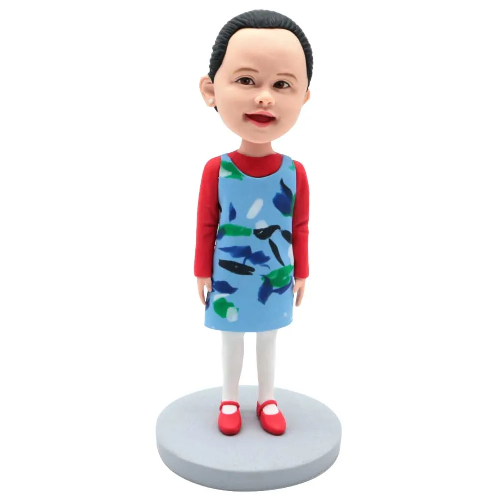 Custom Cute Girl Bobbleheads In Snowman Skirt