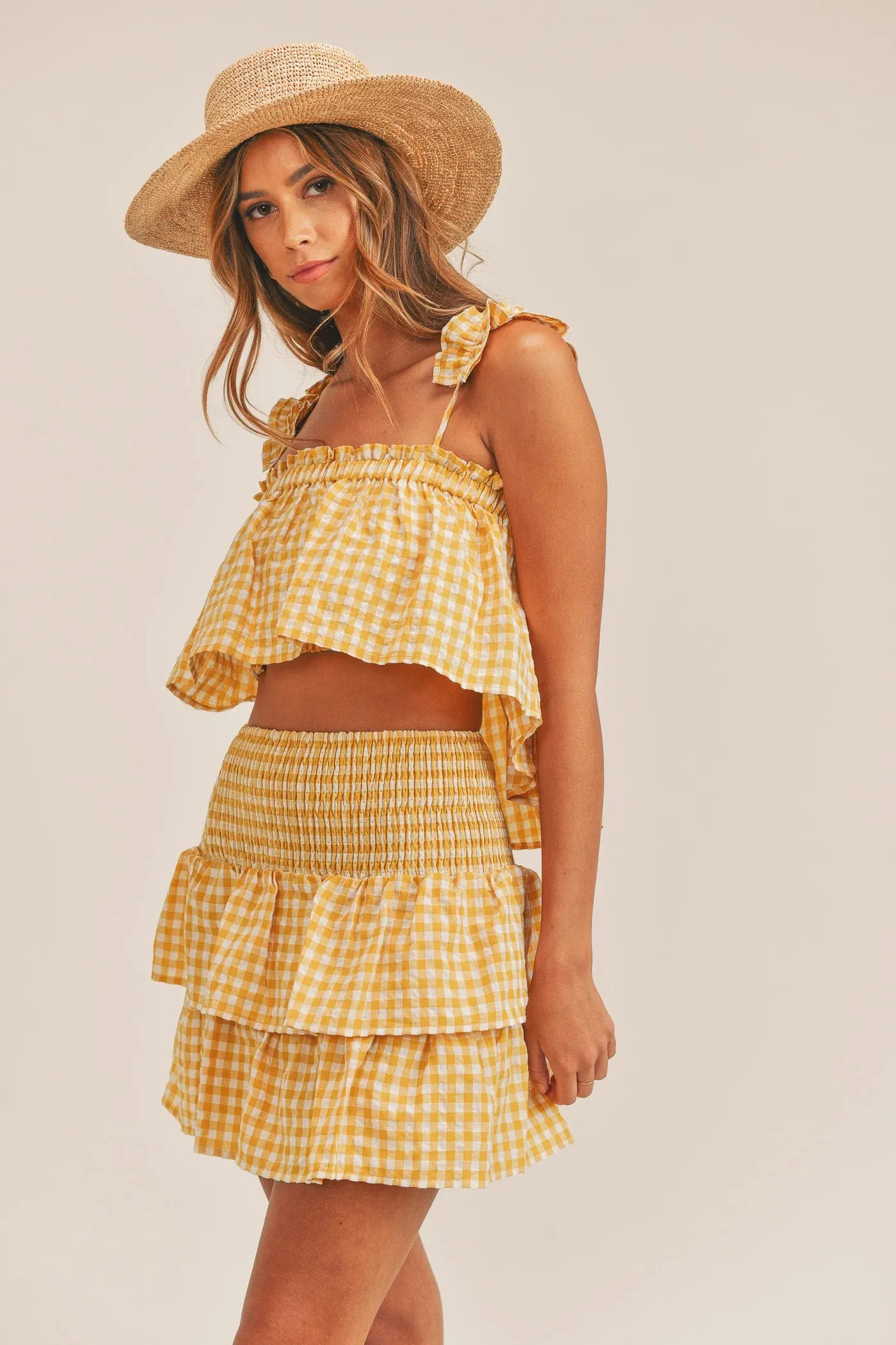 Daveigh Ruffle Crop Top and Skirt Set