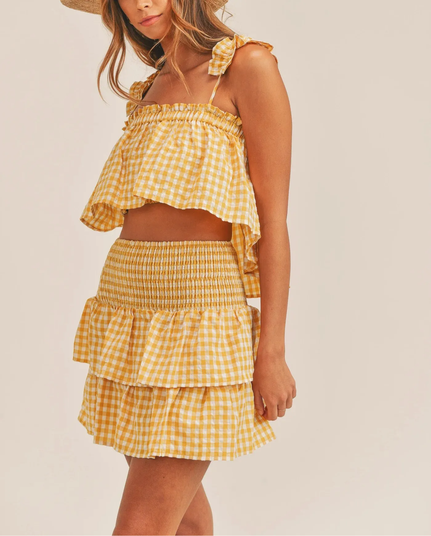 Daveigh Ruffle Crop Top and Skirt Set