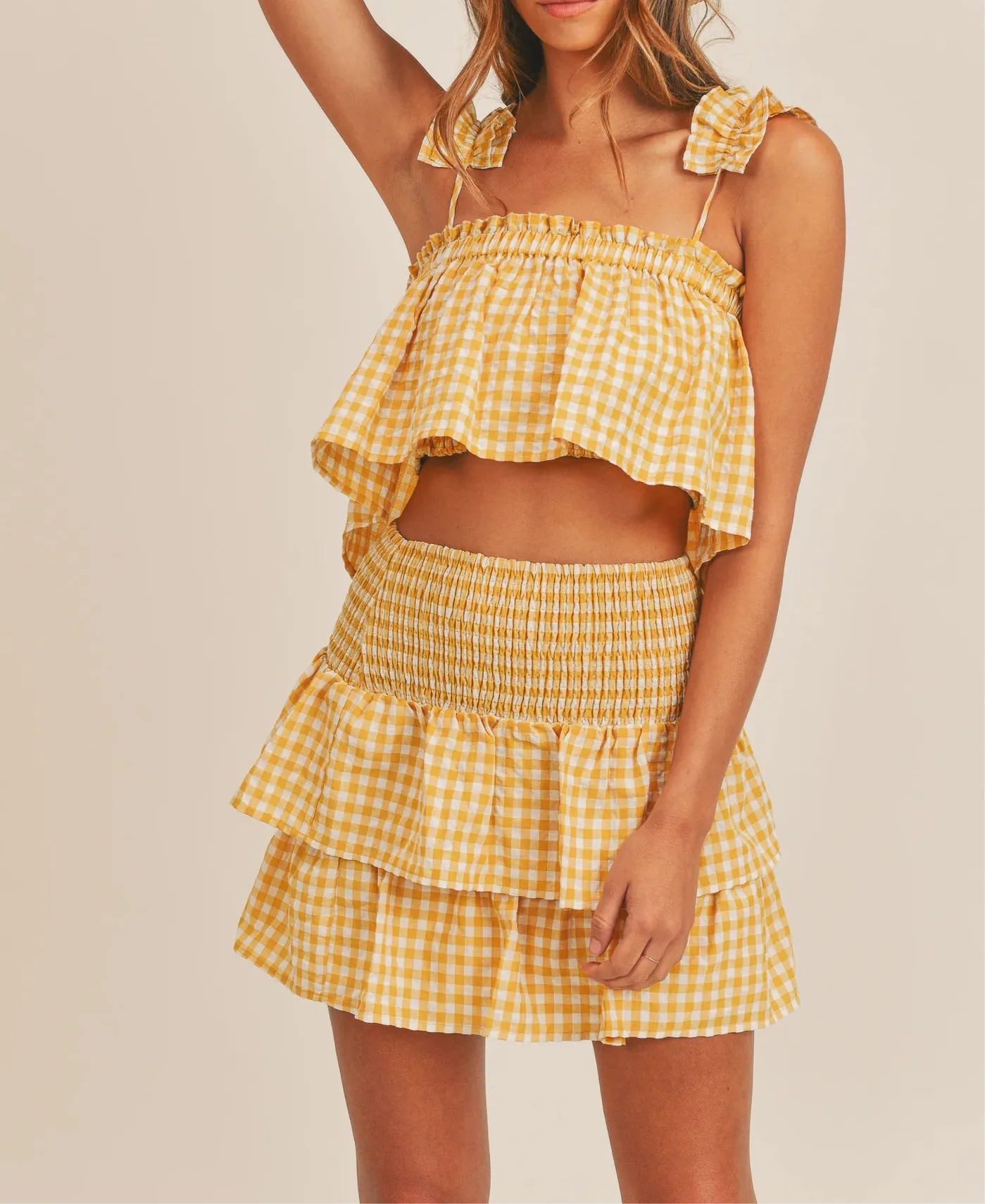 Daveigh Ruffle Crop Top and Skirt Set