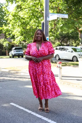 Dina Dress - Hot Pink Floral