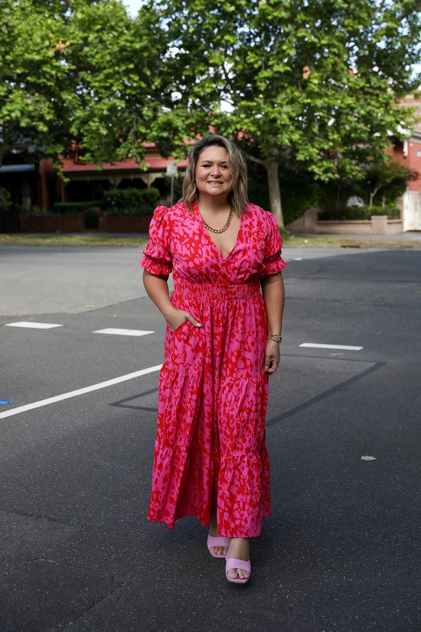 Dina Dress - Hot Pink Floral