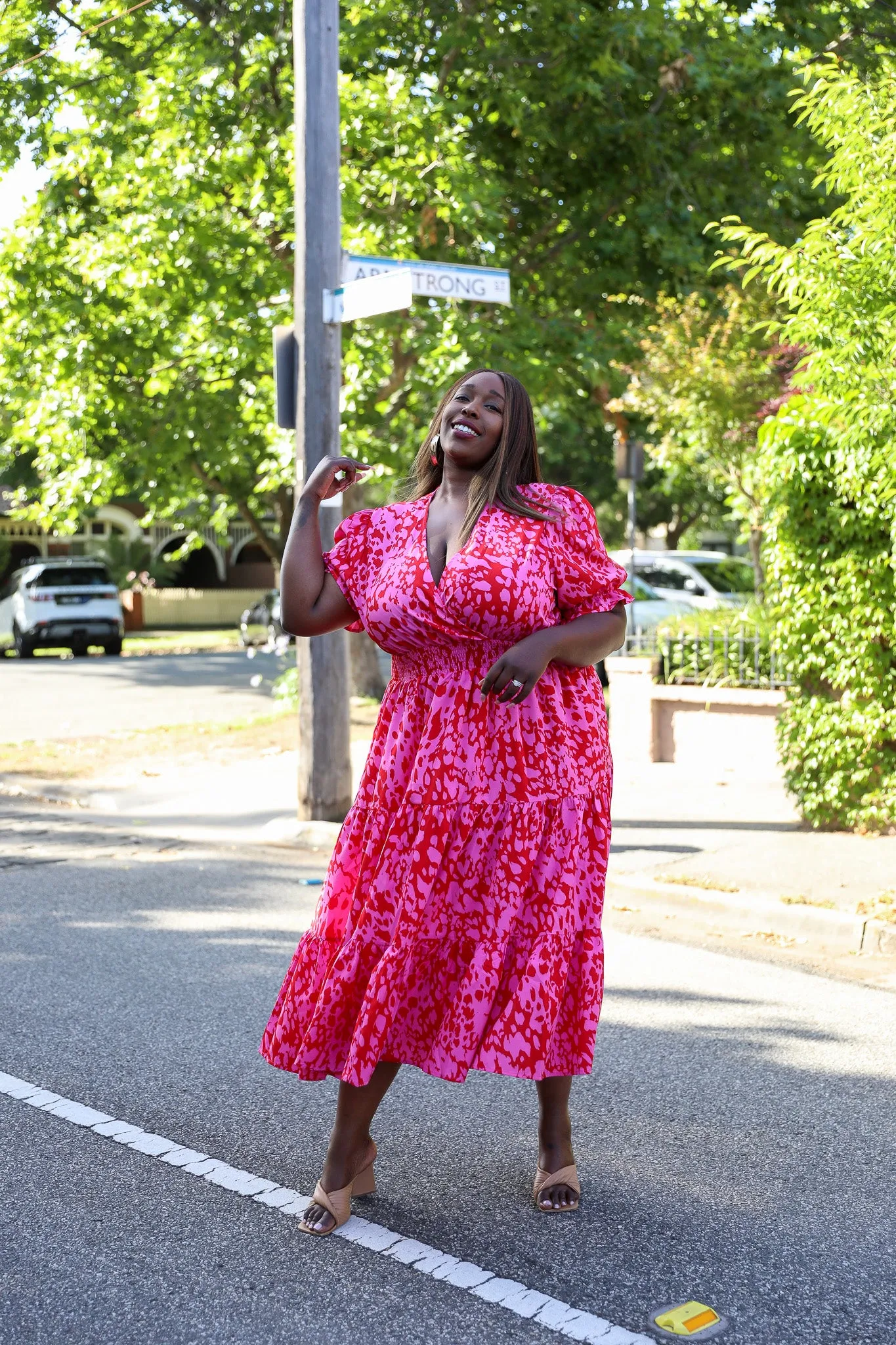 Dina Dress - Hot Pink Floral