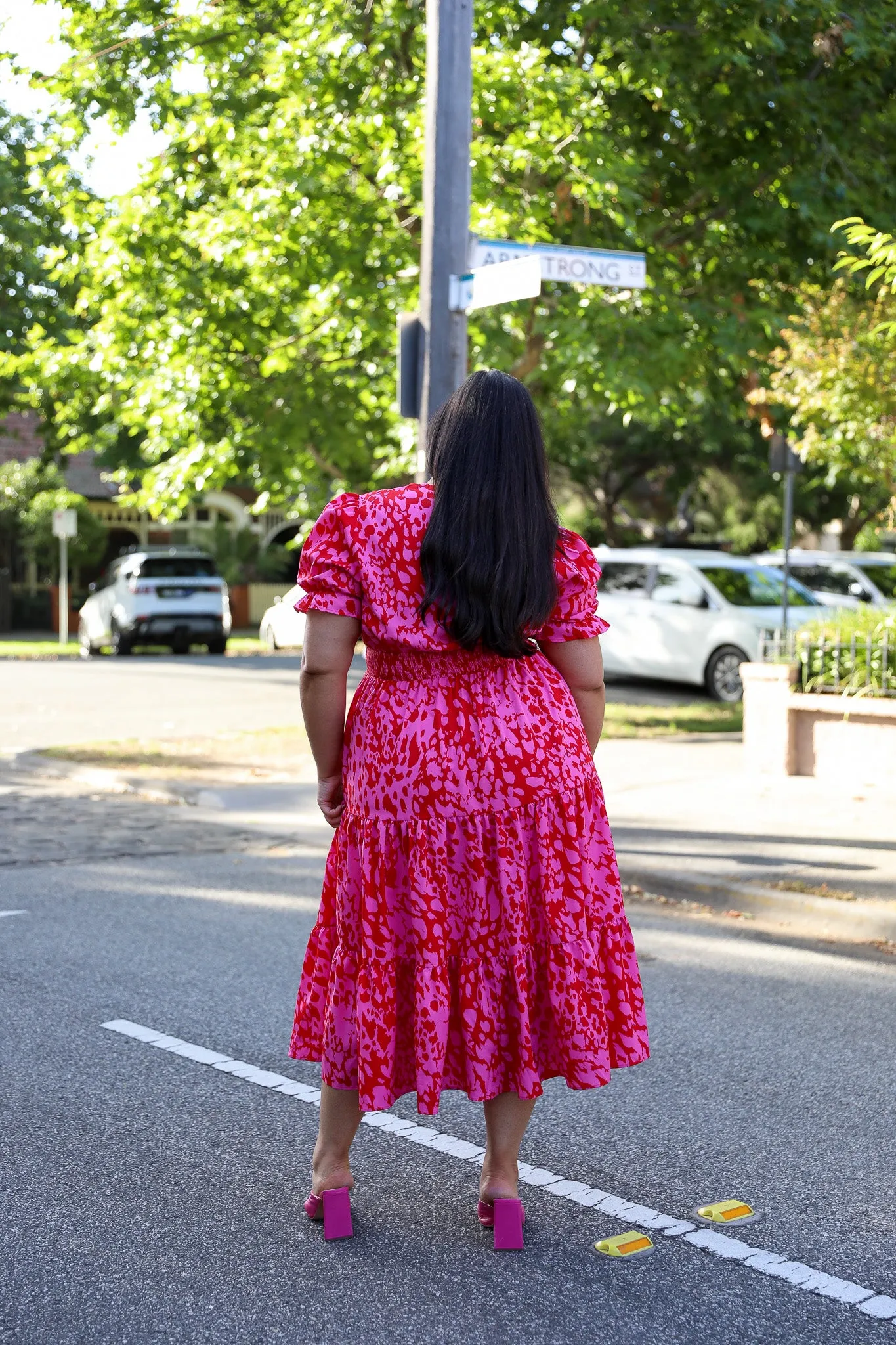 Dina Dress - Hot Pink Floral