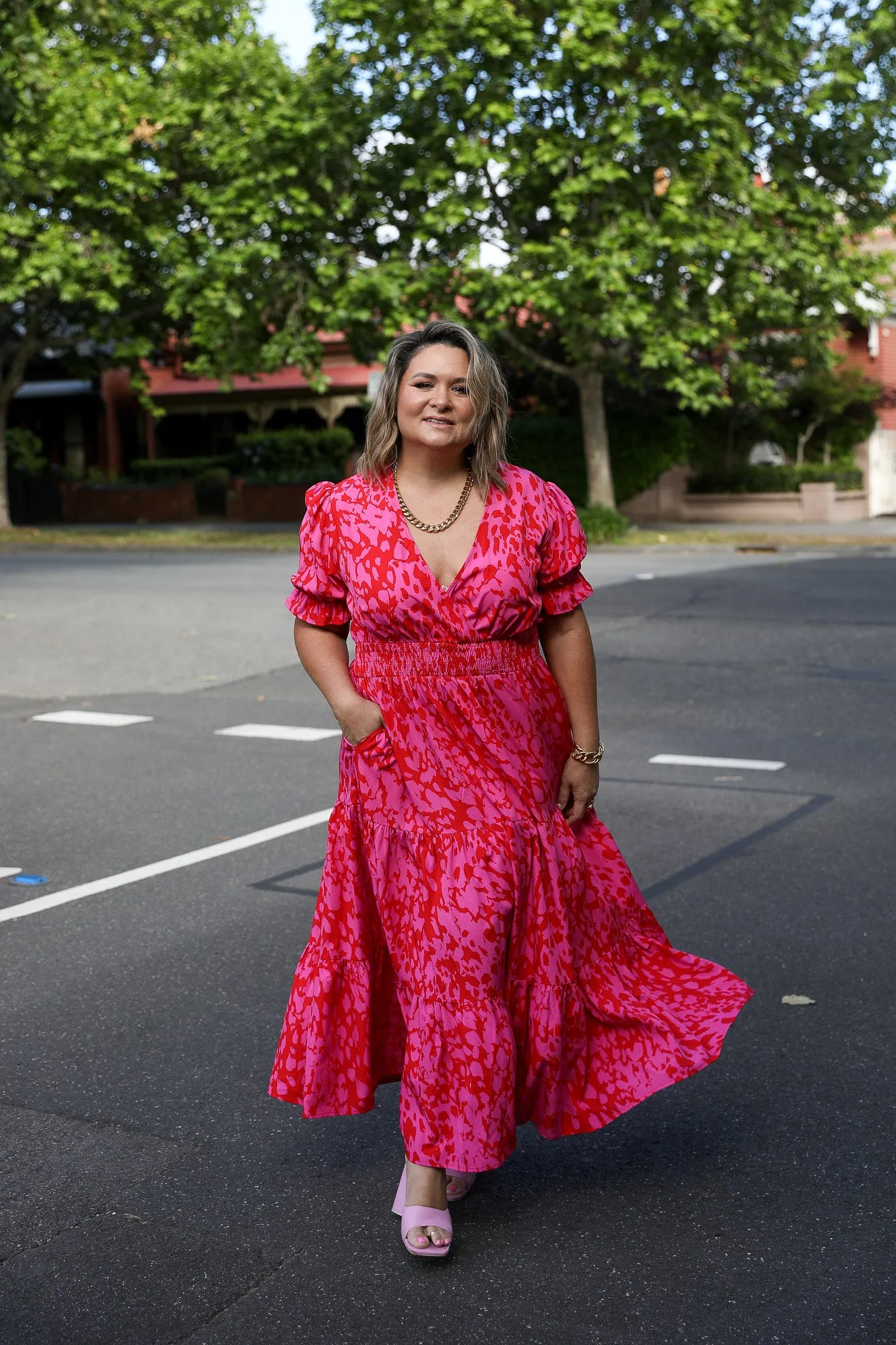 Dina Dress - Hot Pink Floral