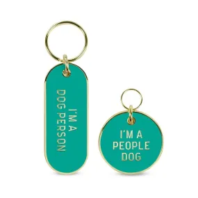 Dog Person Keychain And People Dog Collar Tag Set