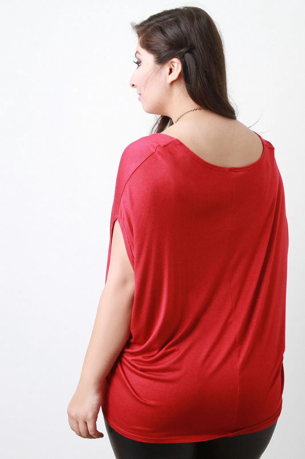 Dolman Short Sleeve Round Neck Top