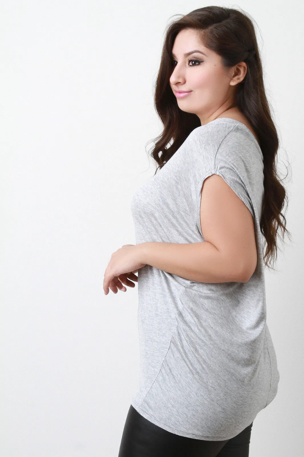 Dolman Short Sleeve Round Neck Top