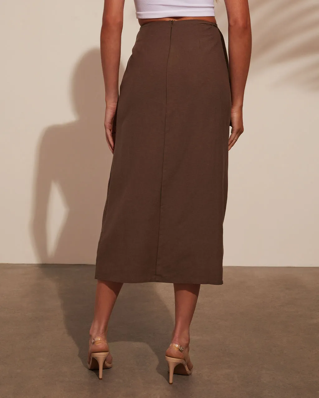 Dubai Linen Tulip Midi Skirt