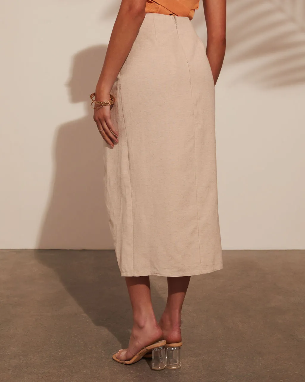 Dubai Linen Tulip Midi Skirt