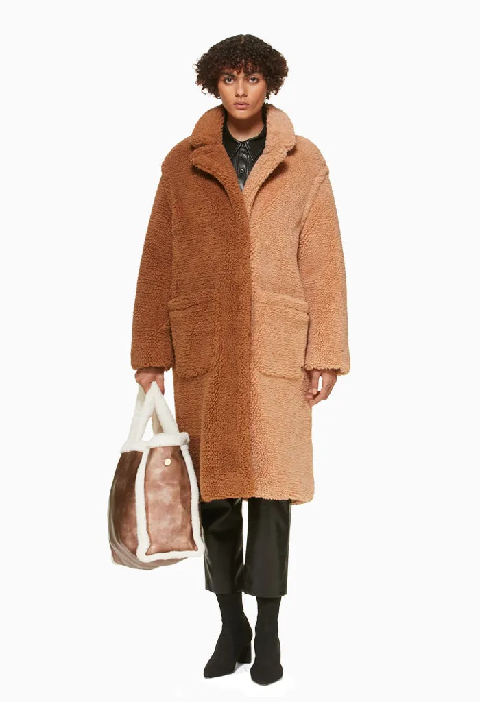 ELAINE - TWO TONED SHERPA TEDDY COAT OVERSIZED, DOUBLE-BREASTED