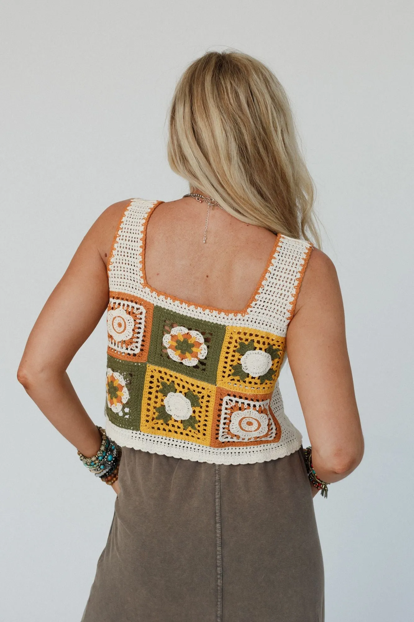 Fair And Square Crochet Top - Mustard