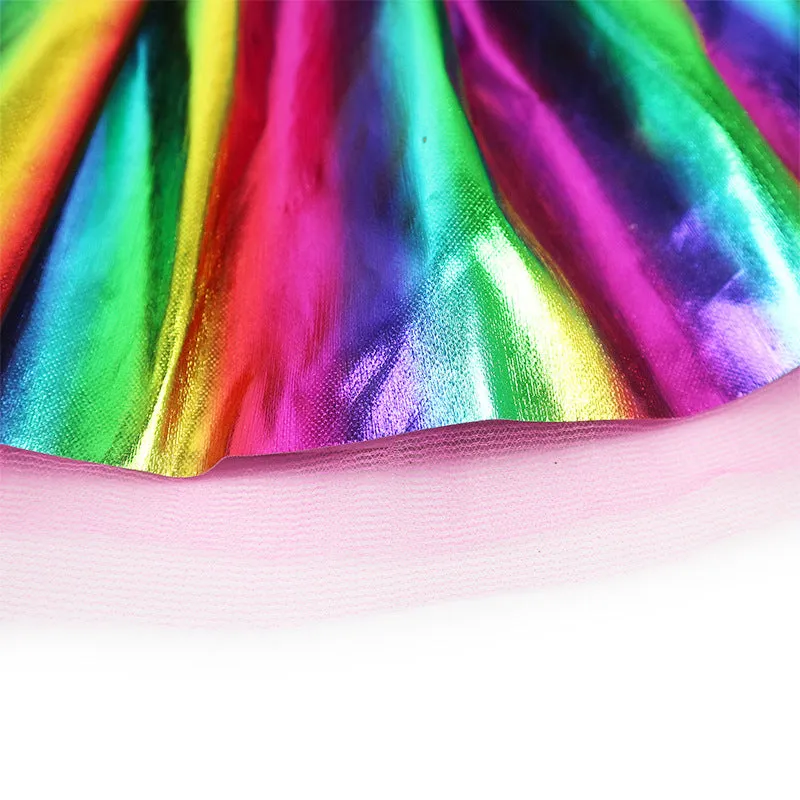 FancyDressWale Unicorn Dress Rainbow Skirt with Braid and Head Band (Free Size 3-7 Years)