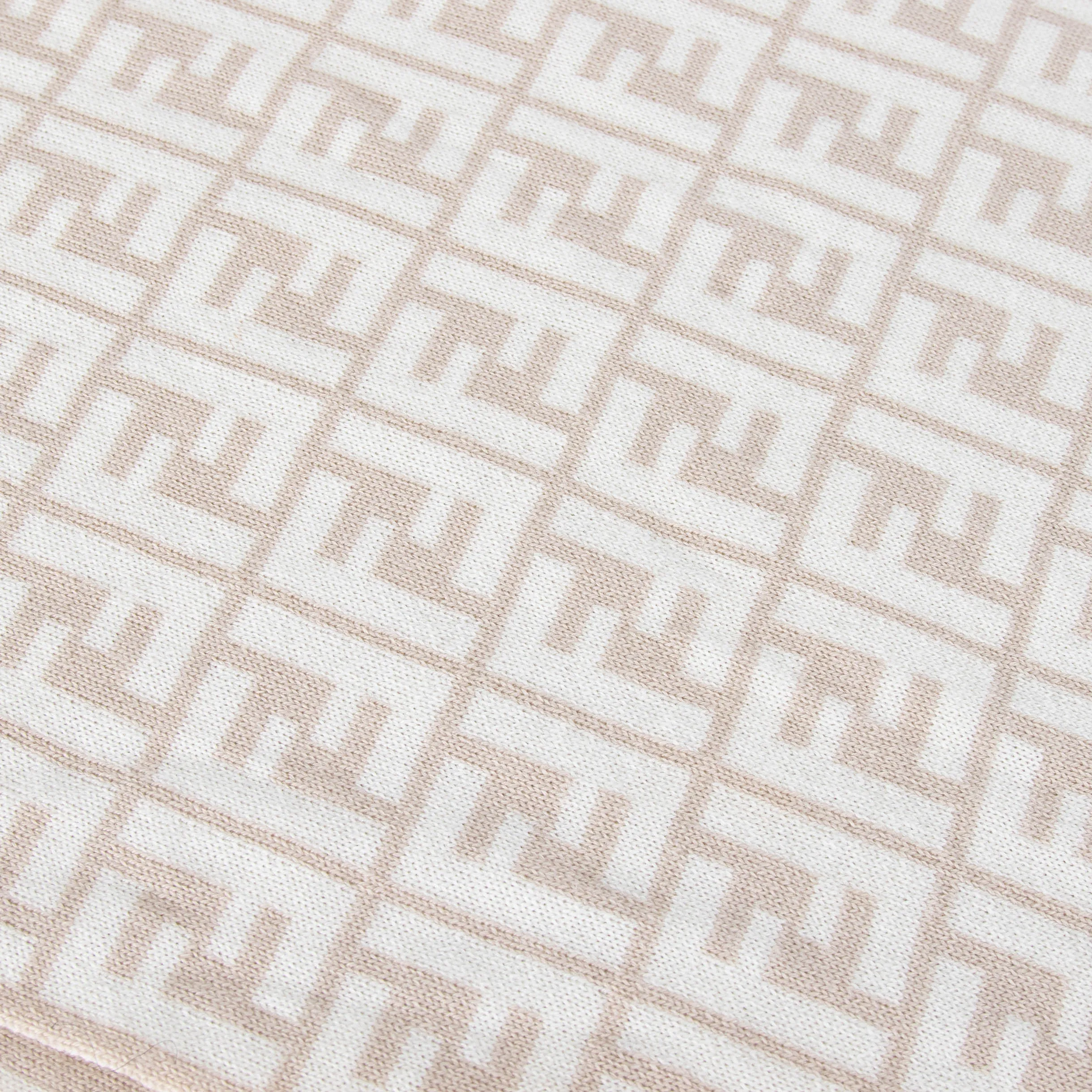 Fendi Cream Beige Logo Wool Scarf