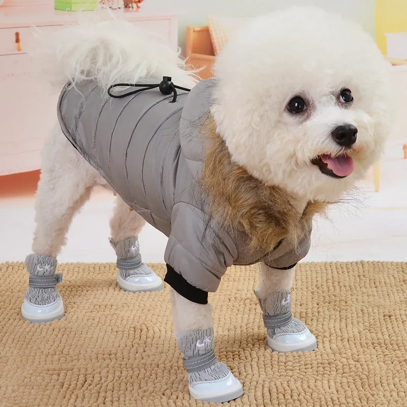 Foreign Trade Cross-Border Pet Clothing | Autumn & Winter Warm Cotton Coat for Small Dogs | Bichon Frise, Pomeranian, Teddy